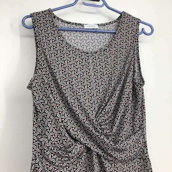 Kenar black white pink abstract tank top with flattering cross  cross in front M - Picture 12 of 15